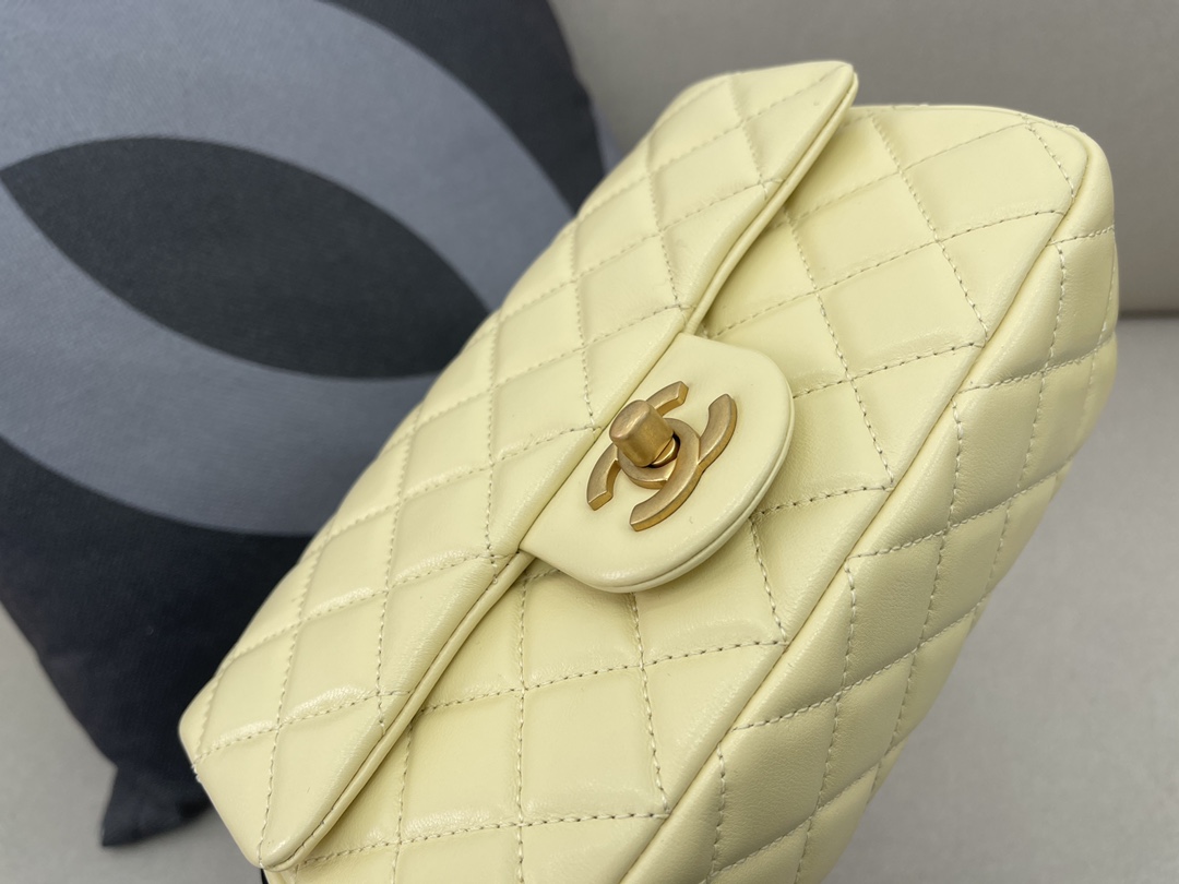 Small Classic Flap Lambskin Bag AS1787 Light Yellow